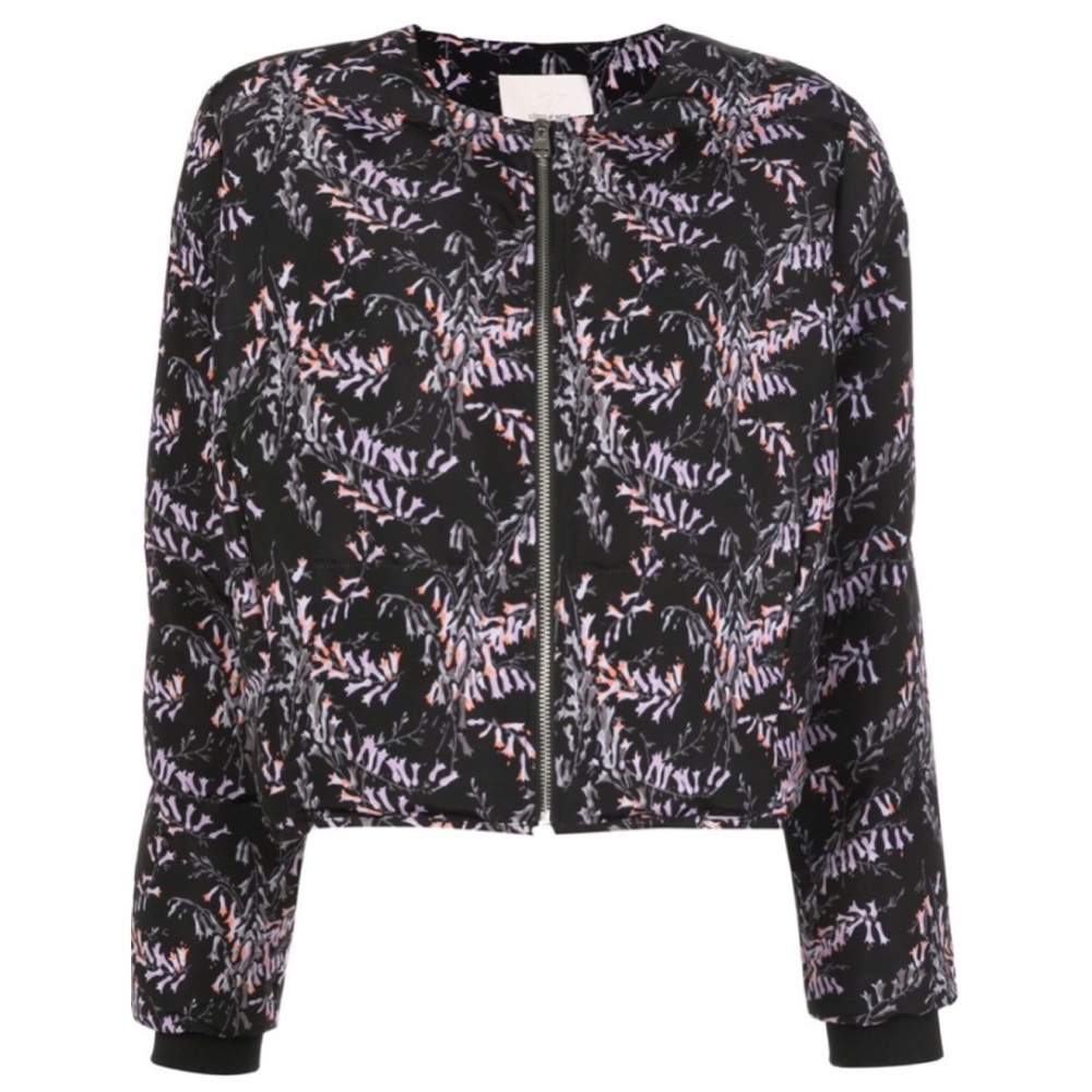 Cinq a Sept Floral Puffer Bomber Cropped Jacket - Picture 2 of 15